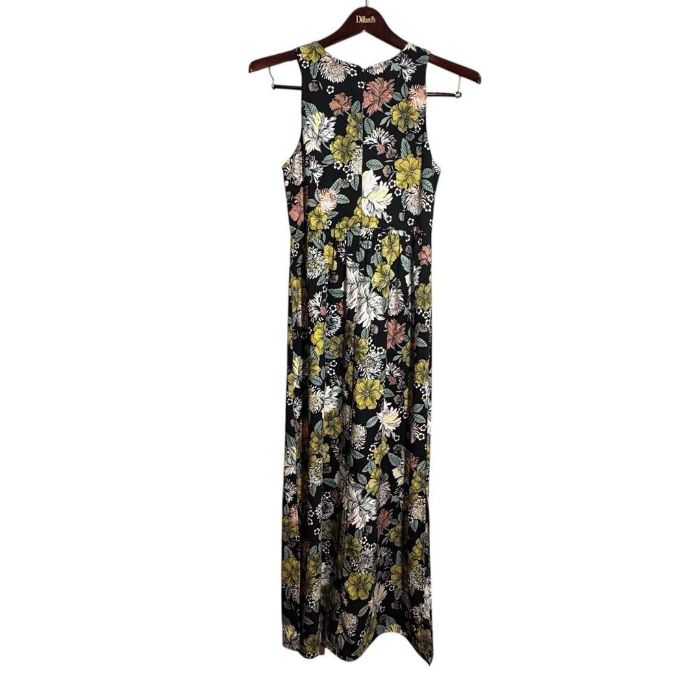 LOFT Floral Boho Maxi Column Dress Size 4 Casual Office Wear Coastal Sleeveless
